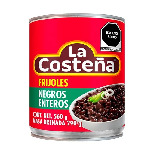 LA COSTEÑA FRIJOLES NEGROS ENTEROS 560g Cx12