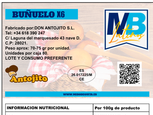 BUÑUELO CONG ANTOJITO 6x344g Cx13