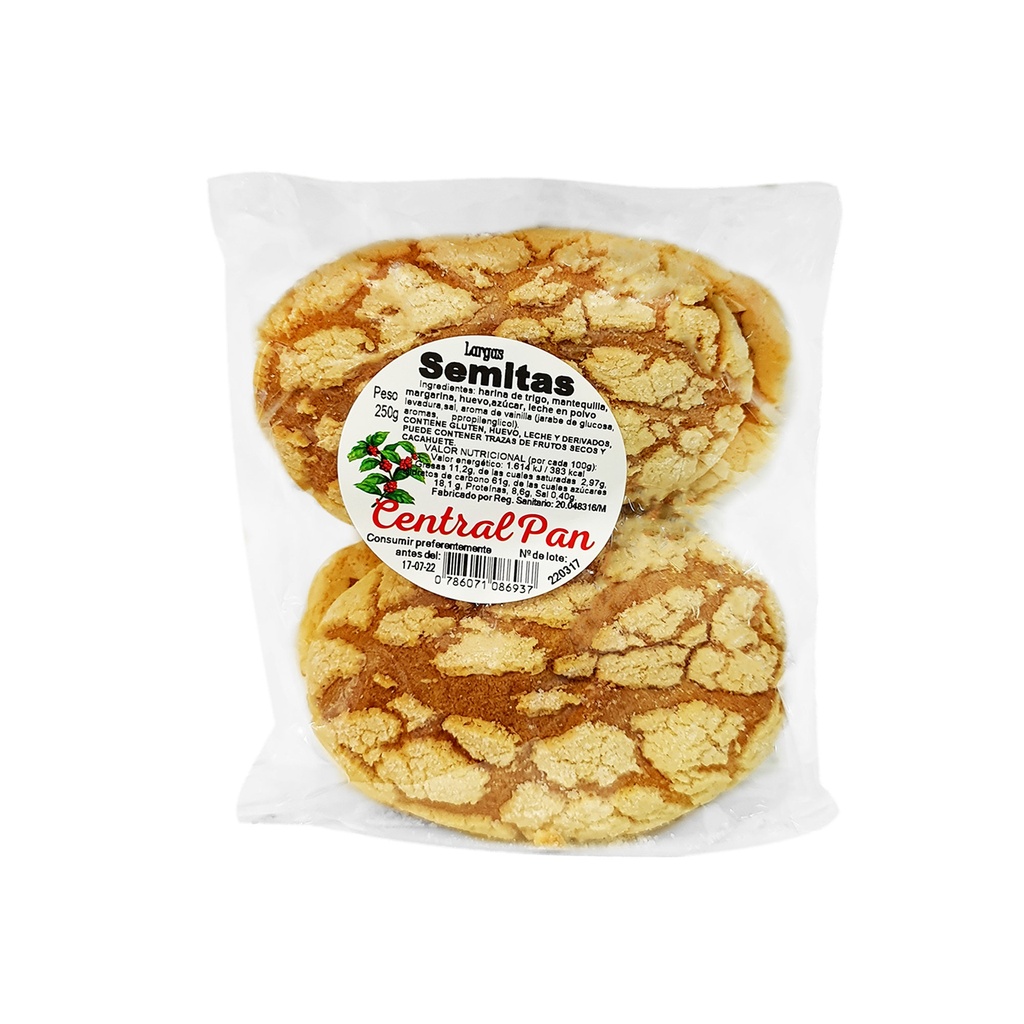 SEMITAS LARGA CENTRAL PAN 250g Cx20