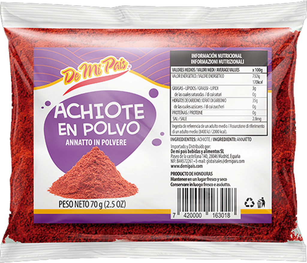 DE MI PAIS ACHIOTE EN POLVO 70g Cx50
