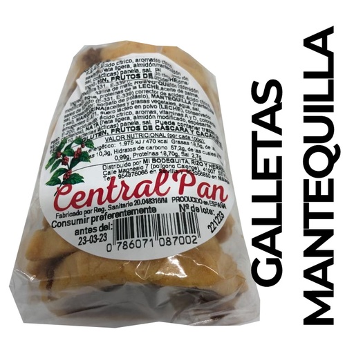 GALLETAS MANTEQUILLA CENTRAL PAN 230g Cx12