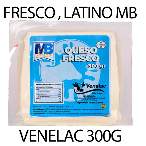 VENELAC QUESO FRESCO MB 300GR 33UNID