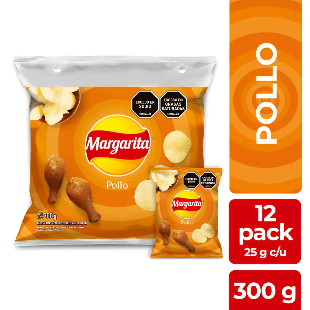 PAPAS MARGARITA POLLO 12 UNID 25G