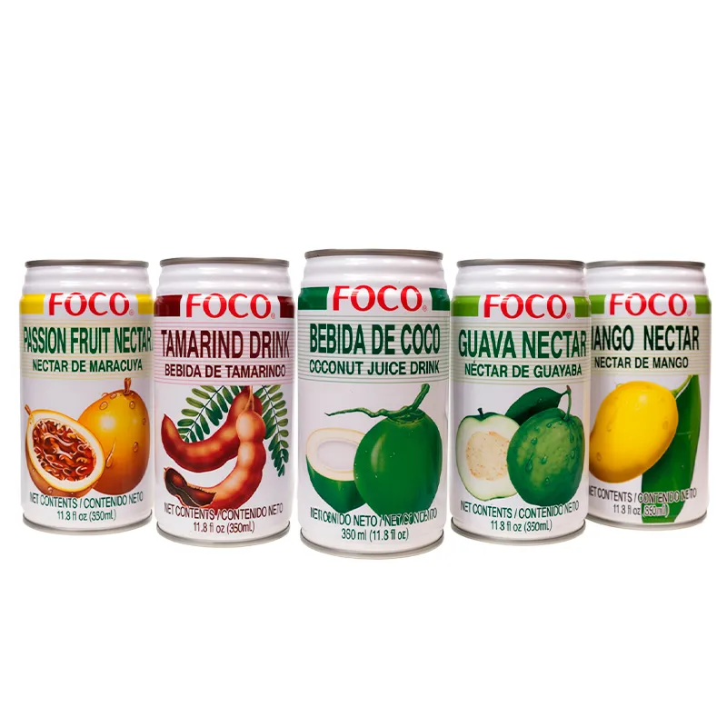 Bebida : Maracuyá · Tamarindo· Coco · Guayaba · Mango FOCO 350ml x  24 Unid