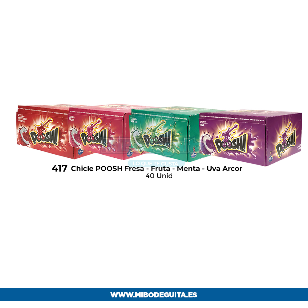 Chicle poosh Arcor (fresa-fruta-menta-uva)