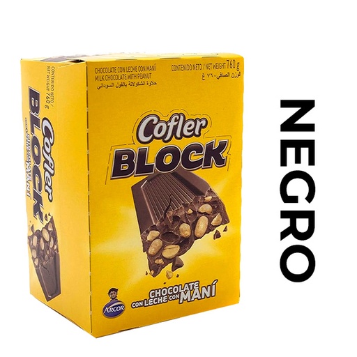 ARCOR CHOCOLATINA BLOCK NEGRO 760g x20Und